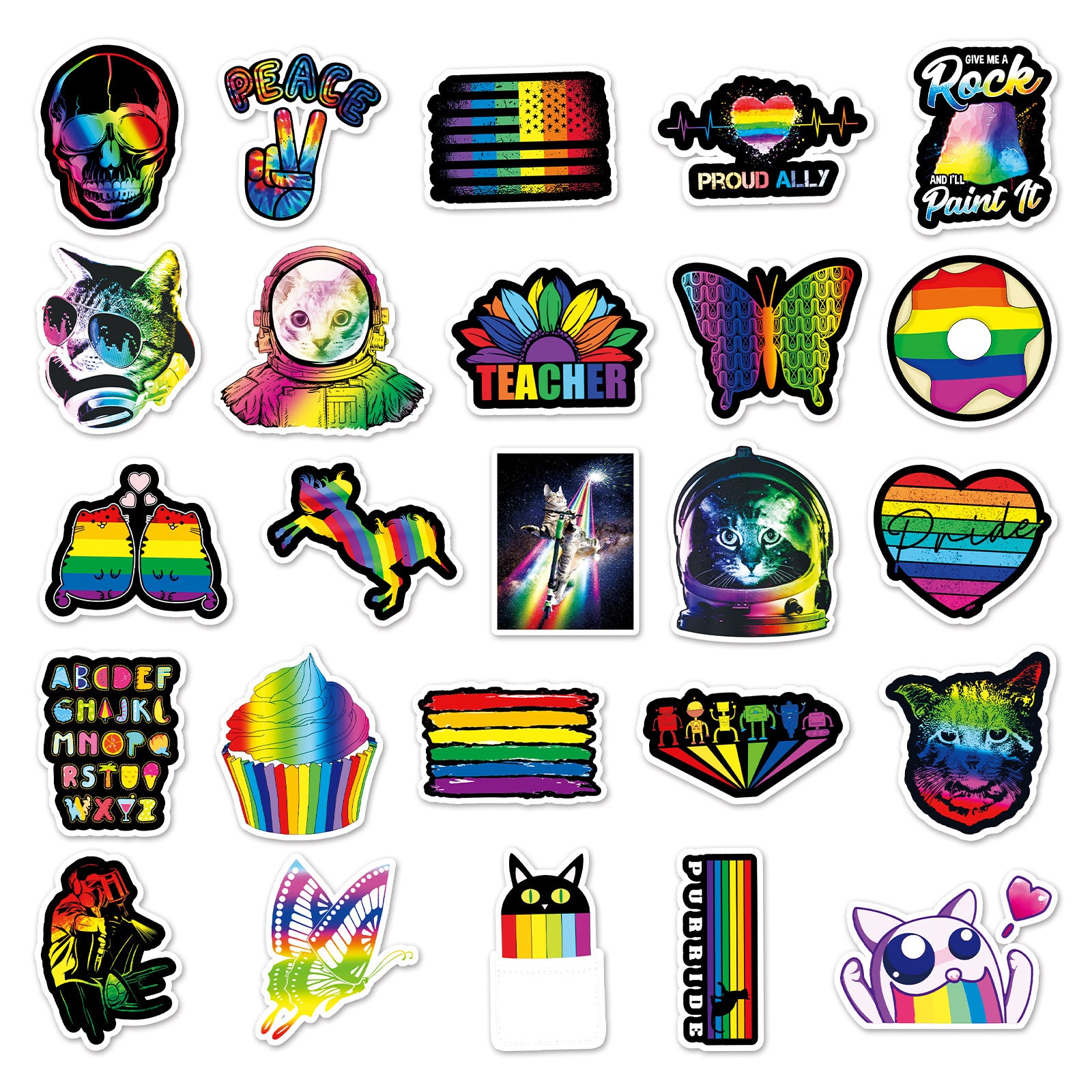 Wholesale 50pcs Rainbow DIY Color Series Cartoon Stickers